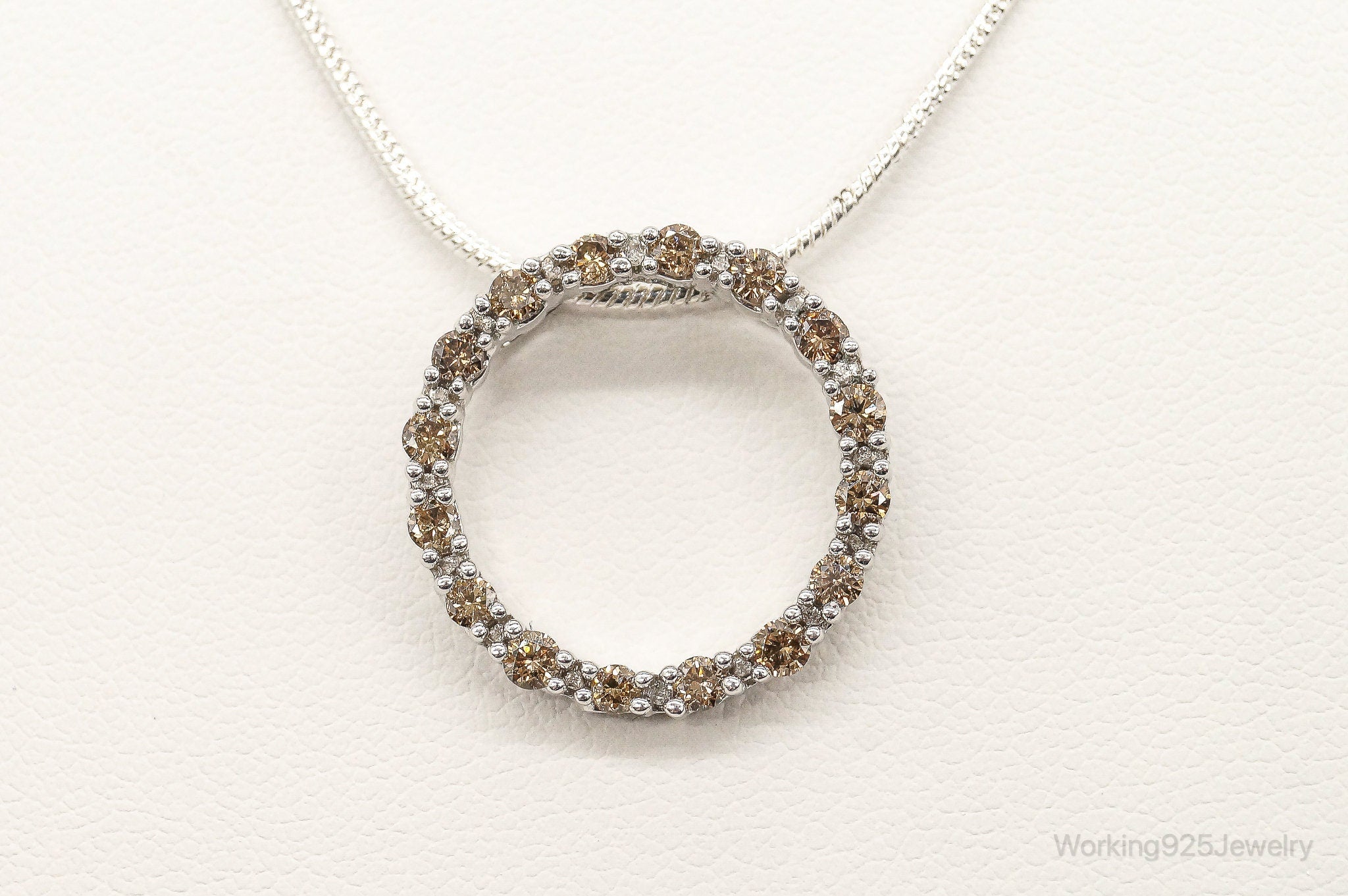 Designer JWBR White & Champagne Diamond Sterling Silver Necklace | Jewelry > Necklaces > Pendants | Wiccan Center