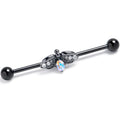 14G Aurora Clear Gem Black Gothic Butterfly Industrial Barbell 38mm | BARBELL Industrial | Wiccan Center