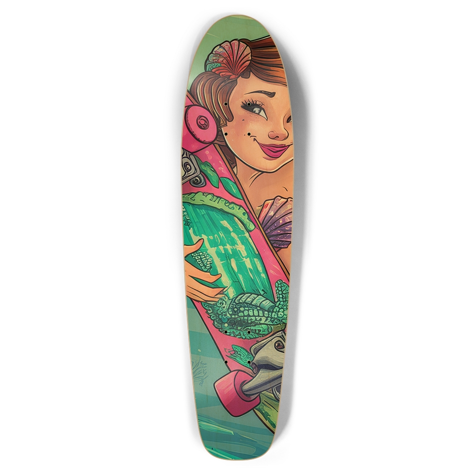 Mermaid Frolic Skateboard – Playful Mermaid Art Deck | Skateboard | Wiccan Center