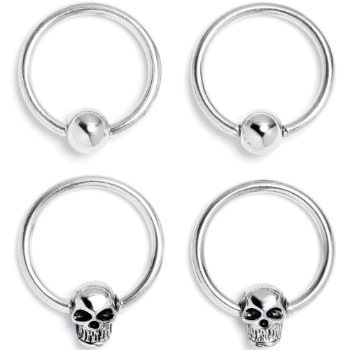 16G 3/8 Gothic Skulls BCR Captive Ring Set of 4 | BCR | Wiccan Center
