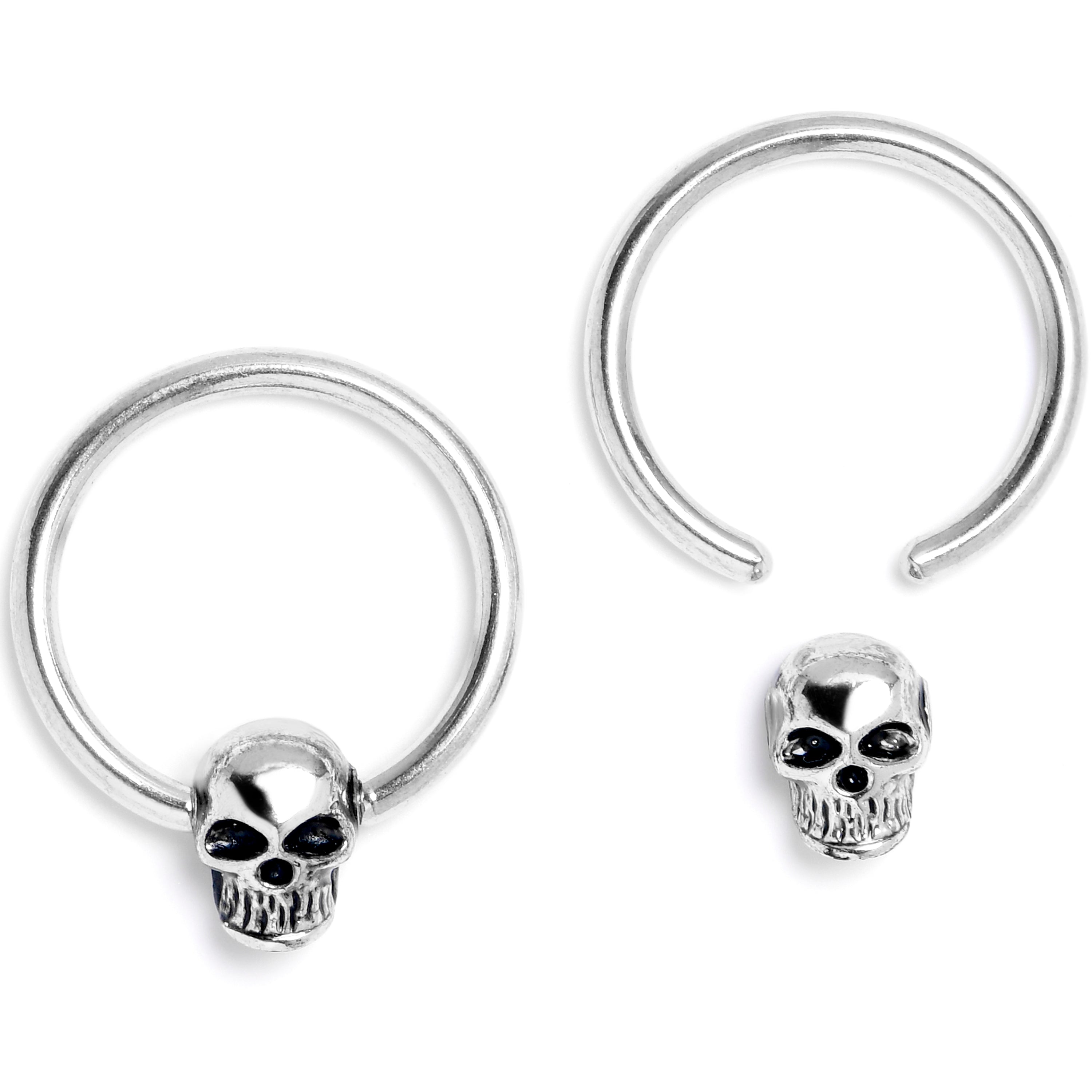 16G 3/8 Gothic Skulls BCR Captive Ring Set of 4 | BCR | Wiccan Center