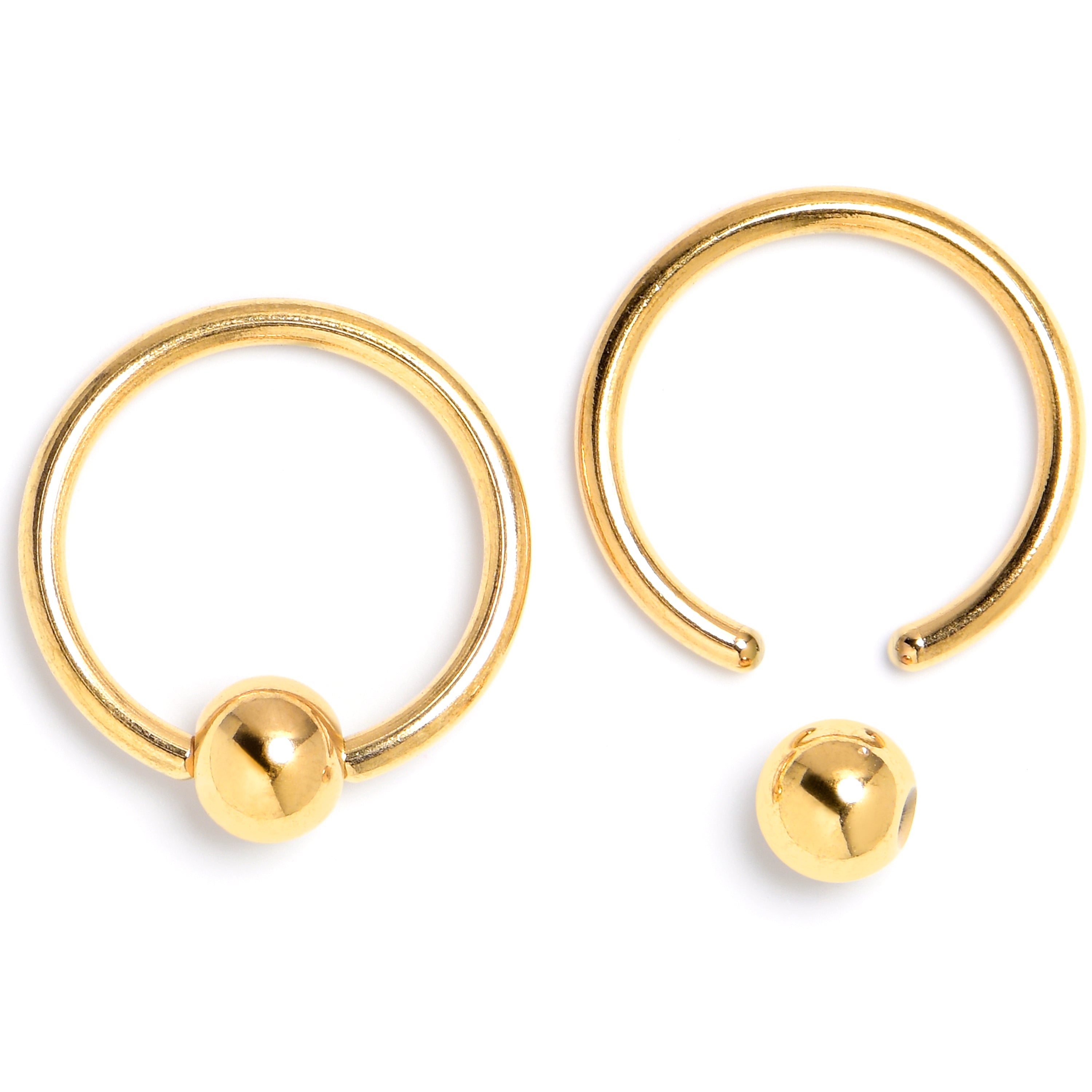 16G 3/8 Gold Tone Gothic Skulls BCR Captive Ring Set of 4 | BCR | Wiccan Center