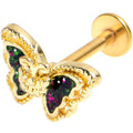 16G 5/16 Vitrail Gem Gold Tone Classic Butterfly Labret Tragus | LABRET Monroe TRAGUS | Wiccan Center