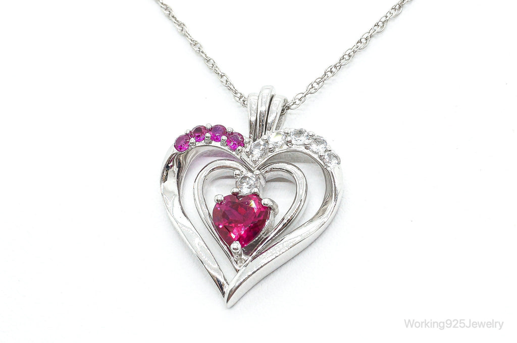 Designer Ruby Cubic Zirconia Heart Sterling Silver Necklace | Jewelry > Necklaces > Pendants | Wiccan Center