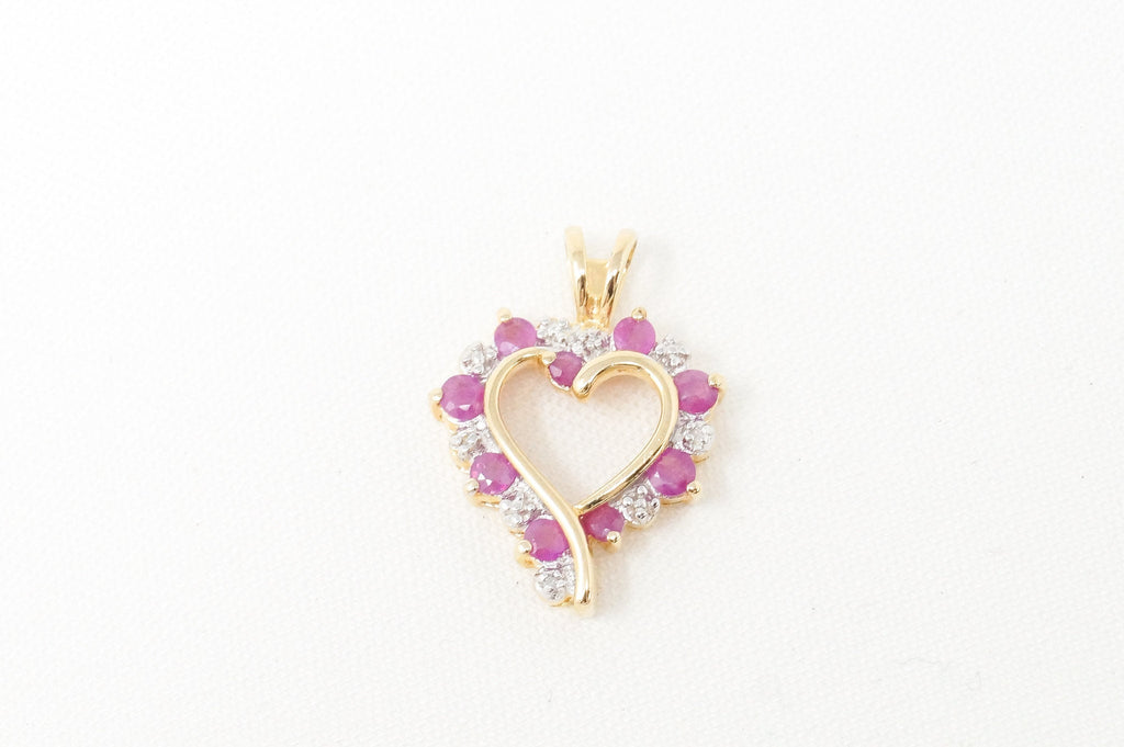 Vintage Ruby Heart Cubic Zirconia Gold Vermeil Sterling Silver Necklace Pendant | Jewelry > Necklaces > Pendants | Wiccan Center