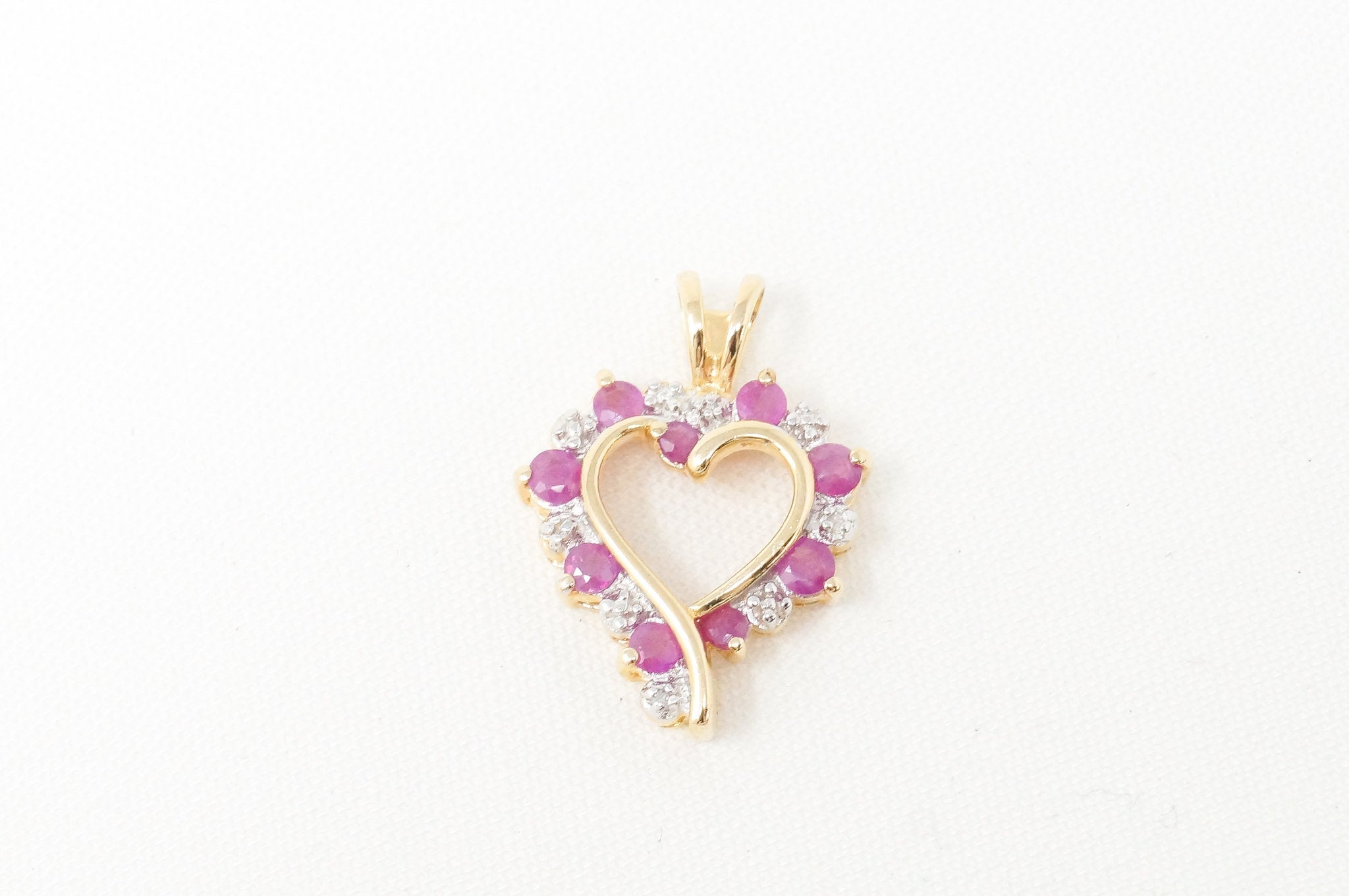 Vintage Ruby Heart Cubic Zirconia Gold Vermeil Sterling Silver Necklace Pendant | Jewelry > Necklaces > Pendants | Wiccan Center