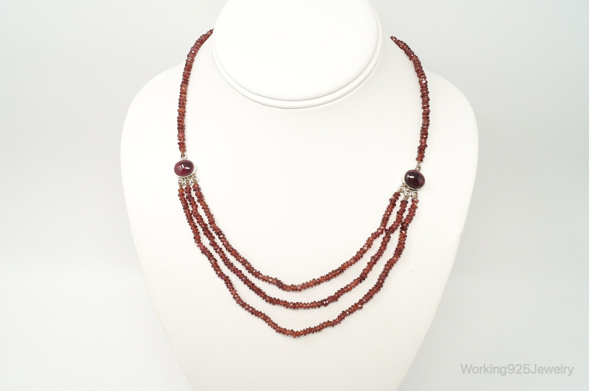 Vintage Garnet Bali Style Bead Strand Sterling Silver Necklace | Jewelry > Necklaces > Pendants | Wiccan Center
