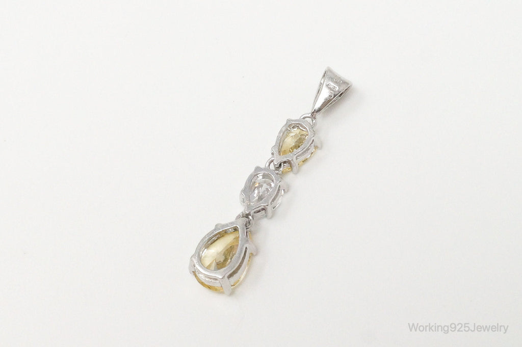 Vintage Large Citrine Cubic Zirconia Sterling Silver Pendant | Jewelry > Necklaces > Pendants | Wiccan Center