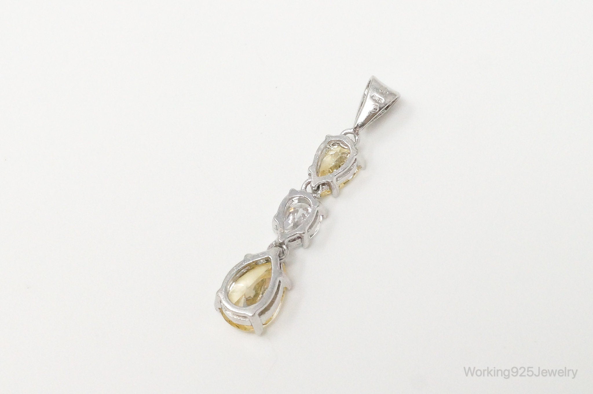 Vintage Large Citrine Cubic Zirconia Sterling Silver Pendant | Jewelry > Necklaces > Pendants | Wiccan Center