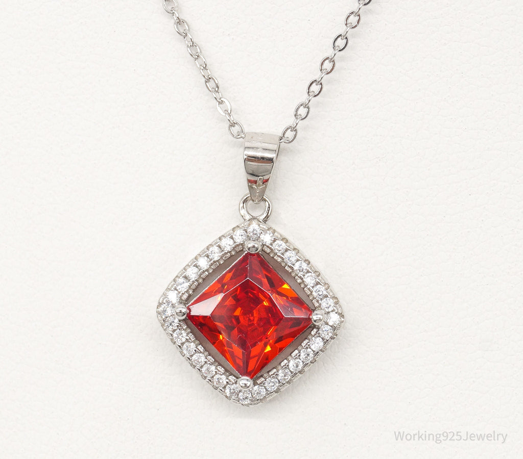 Designer Ryze Red & White Cubic Zirconia Sterling Silver Necklace | Jewelry > Necklaces > Pendants | Wiccan Center