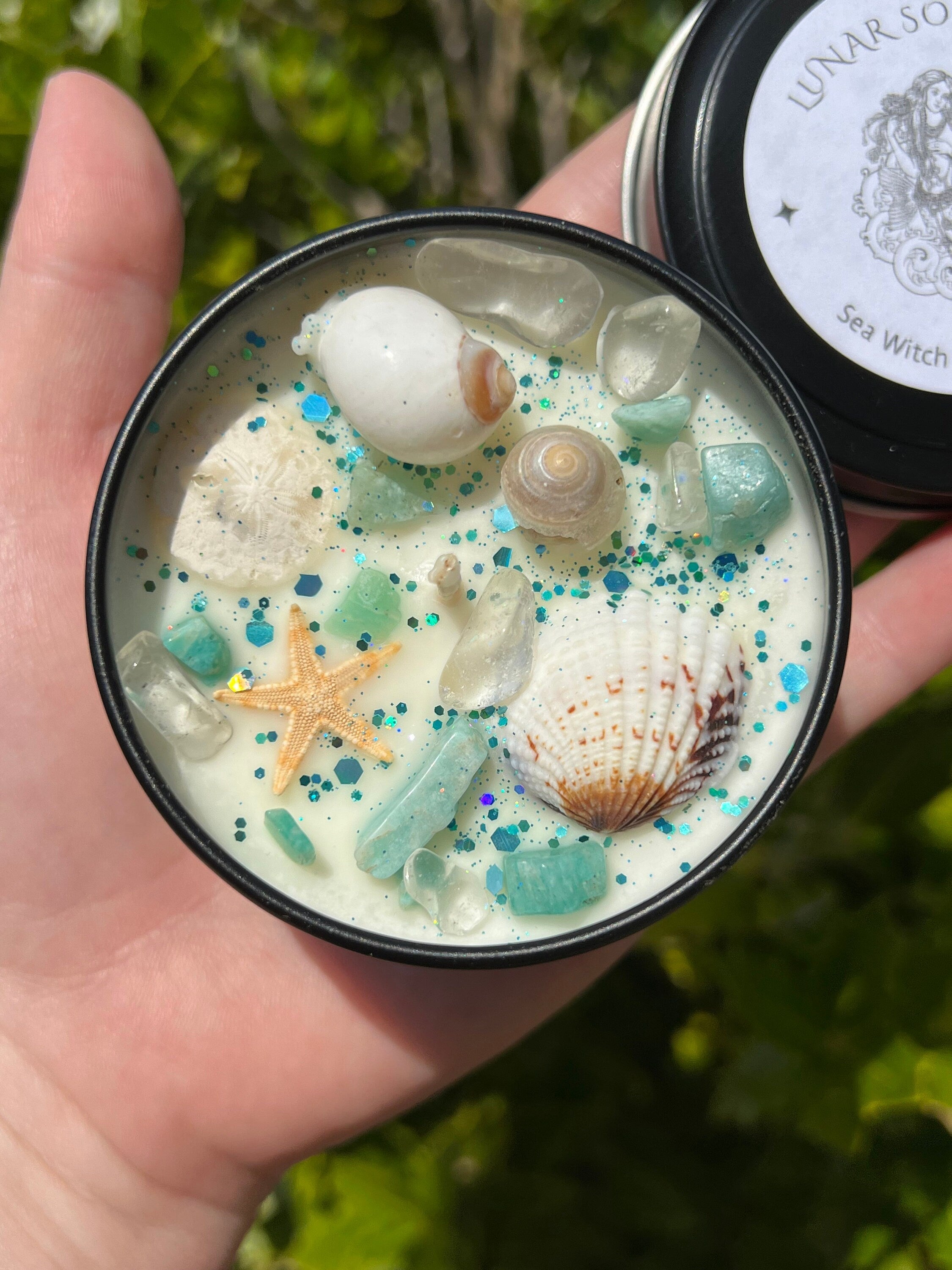 Sea Witch Mermaid Magick Candle | Witchcraft Altar Ritual Spell Ocean Amphirtite Beach Water Goddess Witchy Gift Crystal Herbal Intention | | Wiccan Center