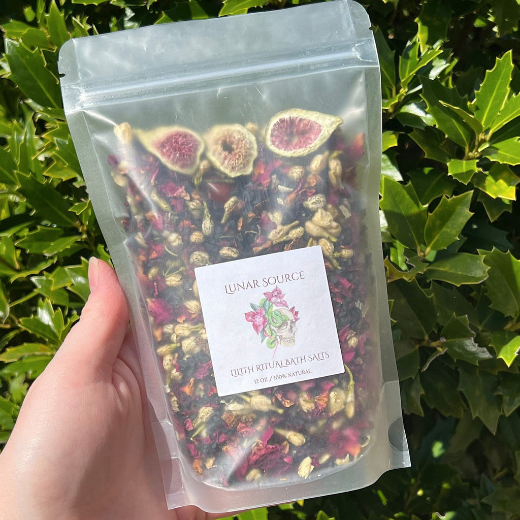 Lilith Ritual Bath Salts | Dark Moon Goddess Offering Lilit Temptress Witchy Devotional Pagan Deity Herbal Carnelian Crystal Black Salt Soak | | Wiccan Center