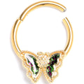 16G 3/8 Vitrail Gem Gold Tone Classic Butterfly Hinged Segment Ring | SEGMENT RING | Wiccan Center