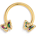 16G 3/8 Vitrail Gem Gold Tone Classic Butterfly Circular Barbell | HORSESHOE | Wiccan Center