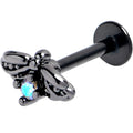 16G 5/16 Blue Gem Black Gothic Butterfly Labret Monroe Tragus | LABRET Monroe TRAGUS | Wiccan Center