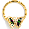 16G 3/8 Vitrail Gem Gold Tone Classic Butterfly BCR Captive Ring | BCR | Wiccan Center