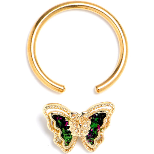 16G 3/8 Vitrail Gem Gold Tone Classic Butterfly BCR Captive Ring | BCR | Wiccan Center