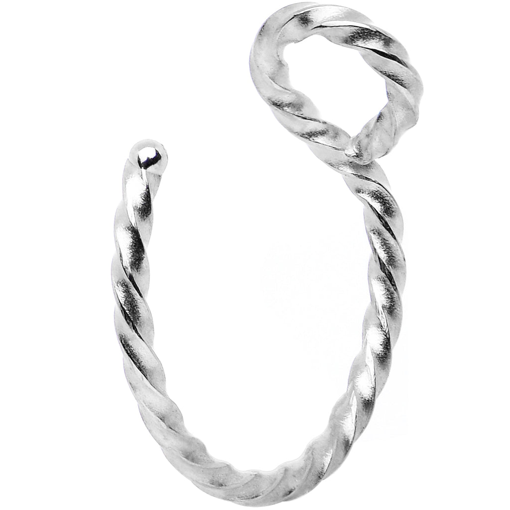 Silver Tone Twisted Stainless Steel Clip on Hoop Fake Nose Ring | NOSE RING Clip On | Wiccan Center