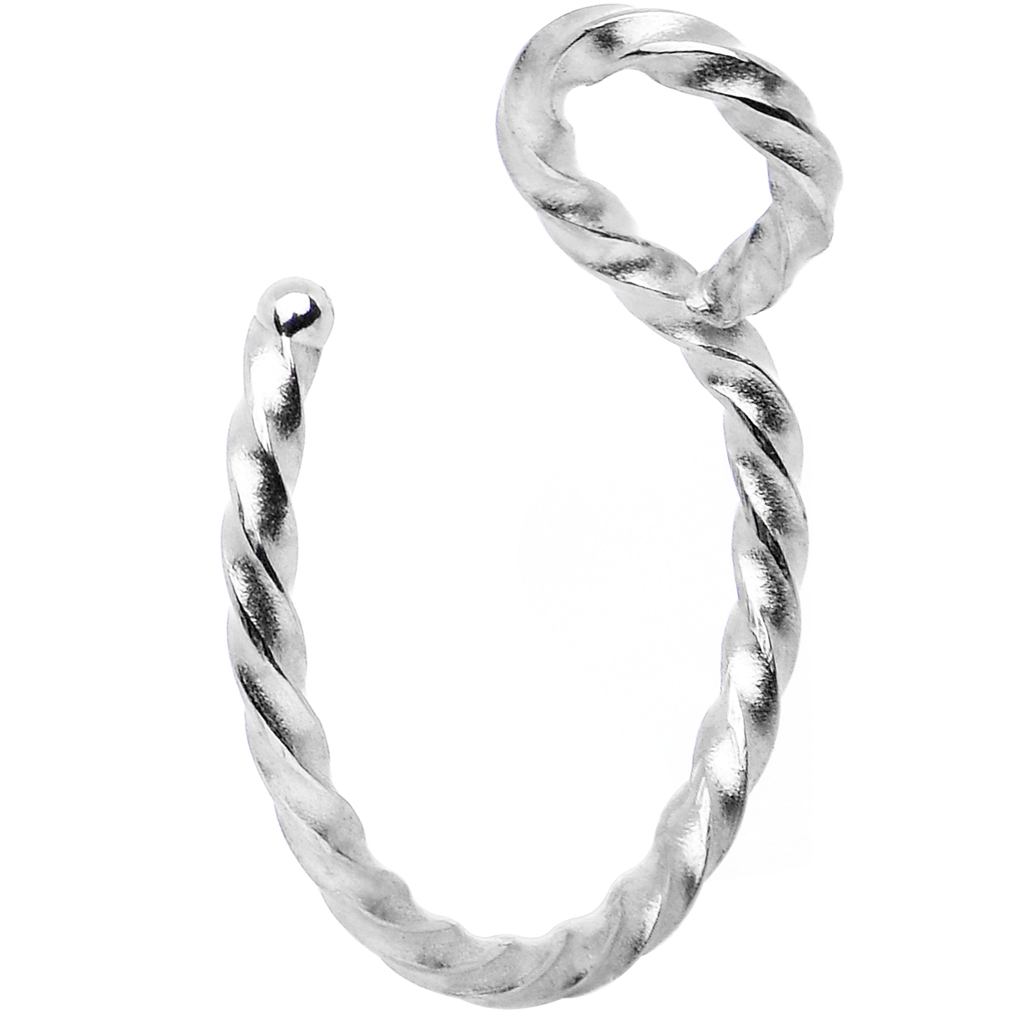 Silver Tone Twisted Stainless Steel Clip on Hoop Fake Nose Ring | NOSE RING Clip On | Wiccan Center