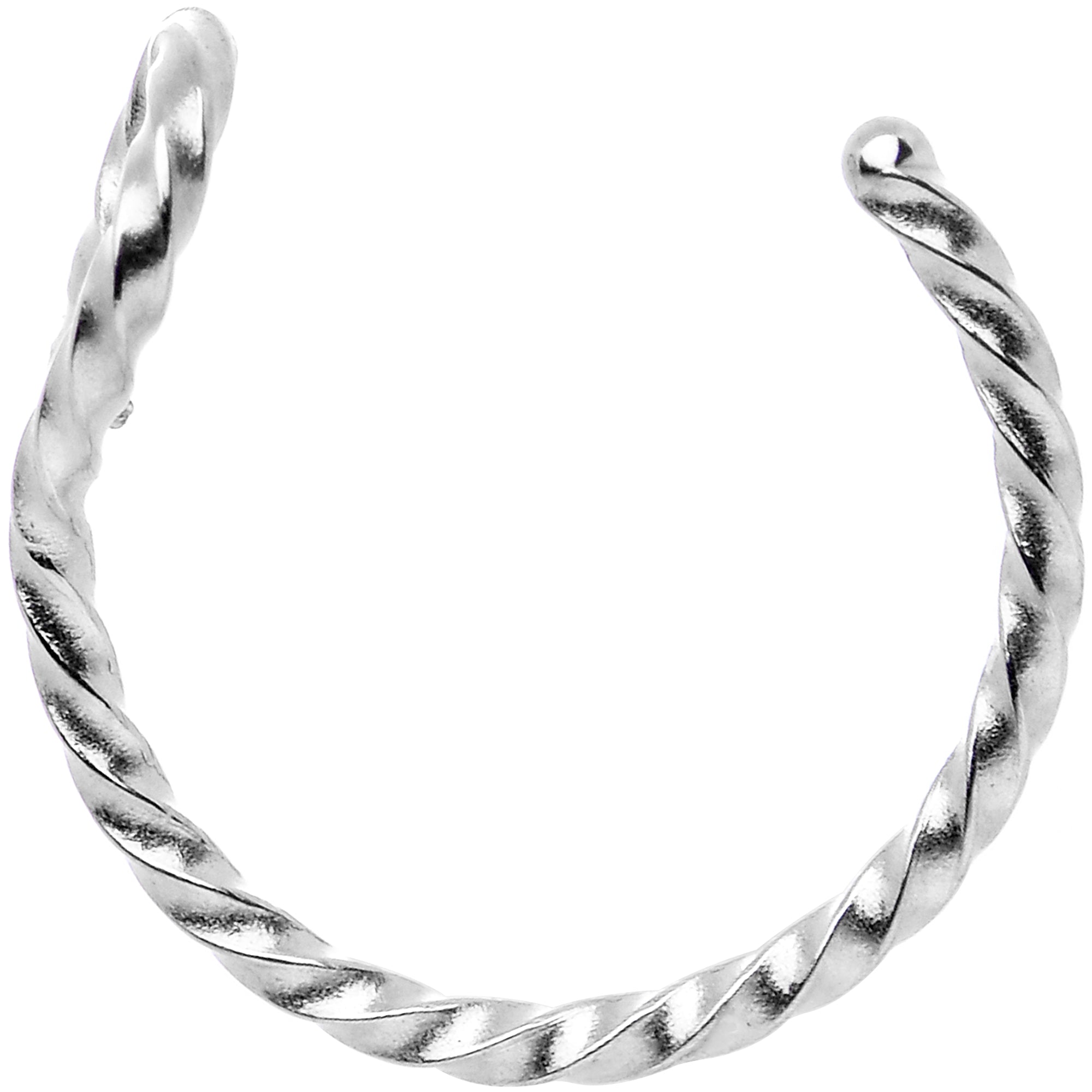 Silver Tone Twisted Stainless Steel Clip on Hoop Fake Nose Ring | NOSE RING Clip On | Wiccan Center