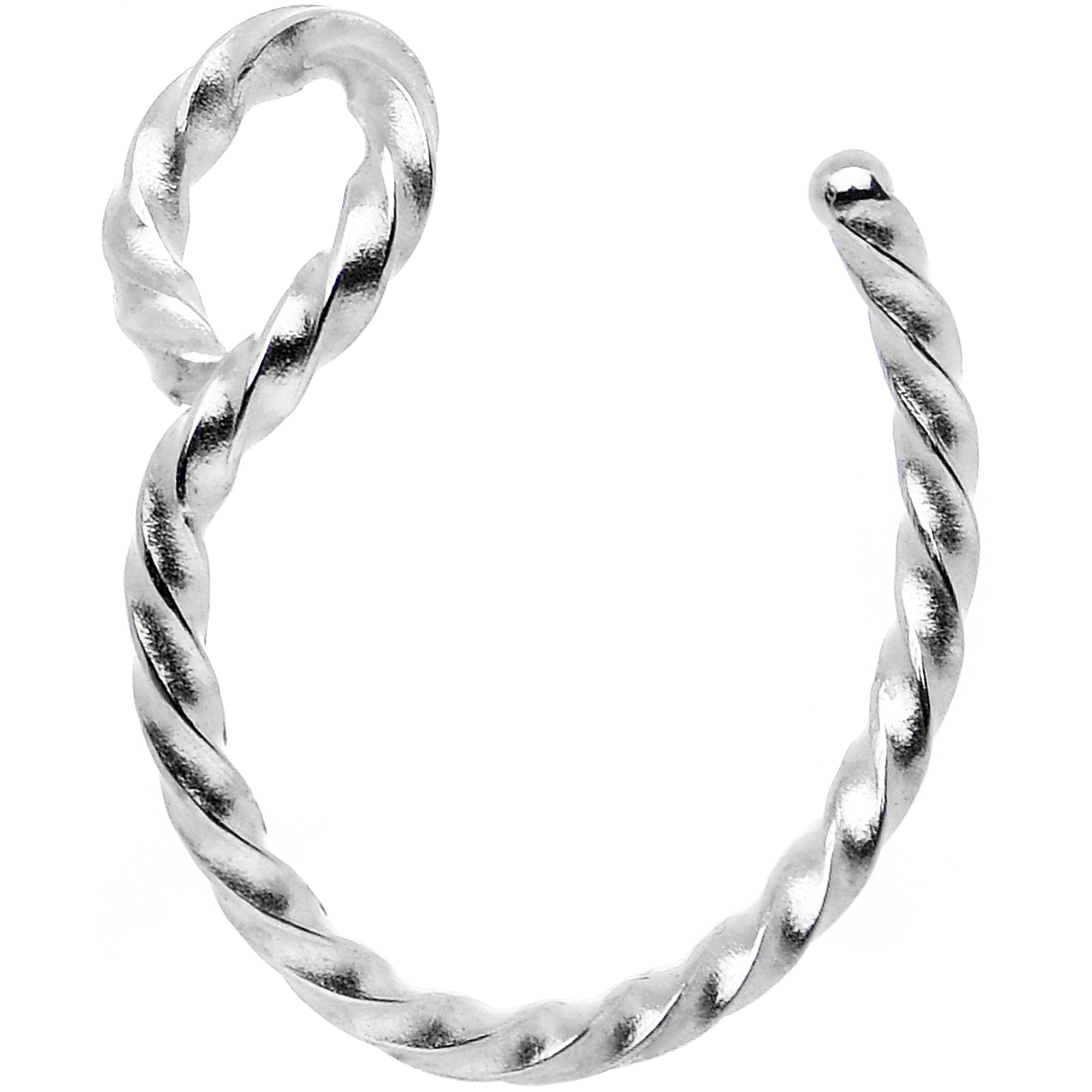 Silver Tone Twisted Stainless Steel Clip on Hoop Fake Nose Ring | NOSE RING Clip On | Wiccan Center