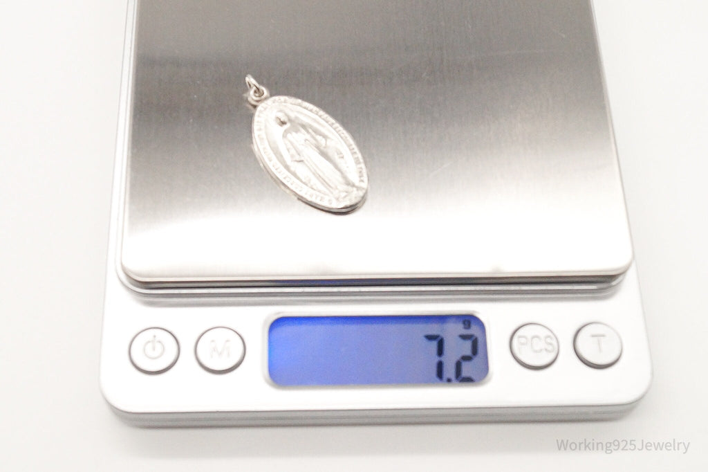 Antique Mary Pray For Us Sterling Silver Pendant | Jewelry > Necklaces > Pendants | Wiccan Center