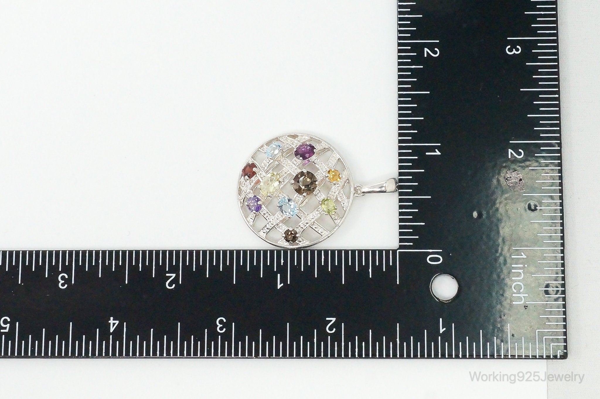 Vintage Multi Gemstone Sterling Silver Necklace Pendant | Jewelry > Necklaces > Pendants | Wiccan Center