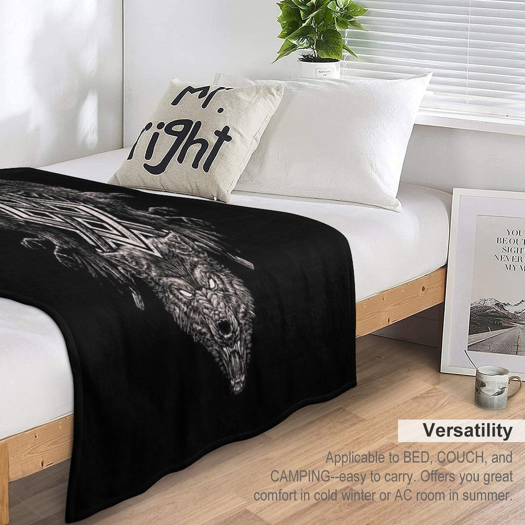 Viking Wolf Raven of Odin Geri Freki Huginn Muninn Norse Mythology  Gungnir Travel-friendly Throw Blanket