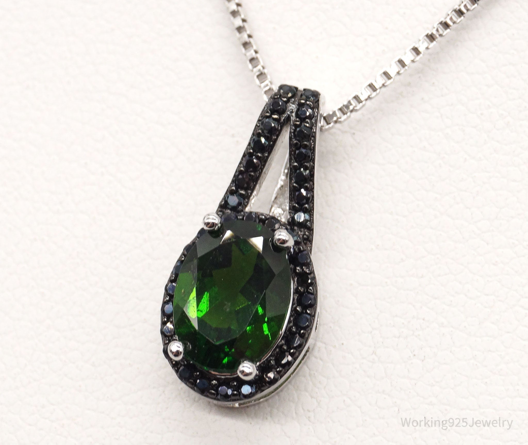 Vintage Designer JZ Emerald Black Spinel Sterling Silver Necklace | Jewelry > Necklaces > Pendants | Wiccan Center