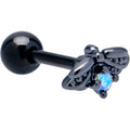 16G 1/4 Blue Gem Black Gothic Butterfly Cartilage Tragus Earring | CARTILAGE Tragus | Wiccan Center