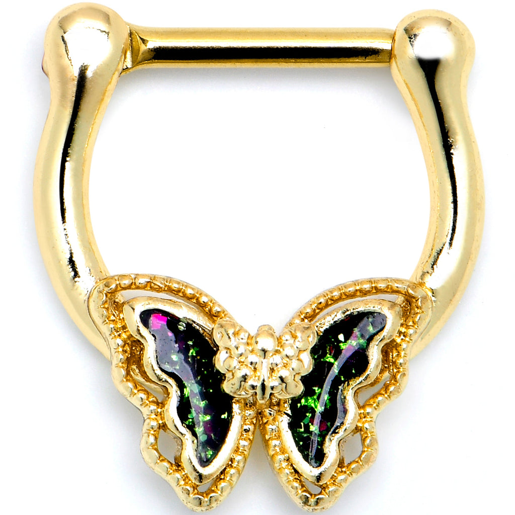 16G 5/16 Vitrail Gem Gold Tone Classic Butterfly Cartilage Clicker | CARTILAGE | Wiccan Center