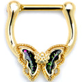 16G 5/16 Vitrail Gem Gold Tone Classic Butterfly Cartilage Clicker | CARTILAGE | Wiccan Center