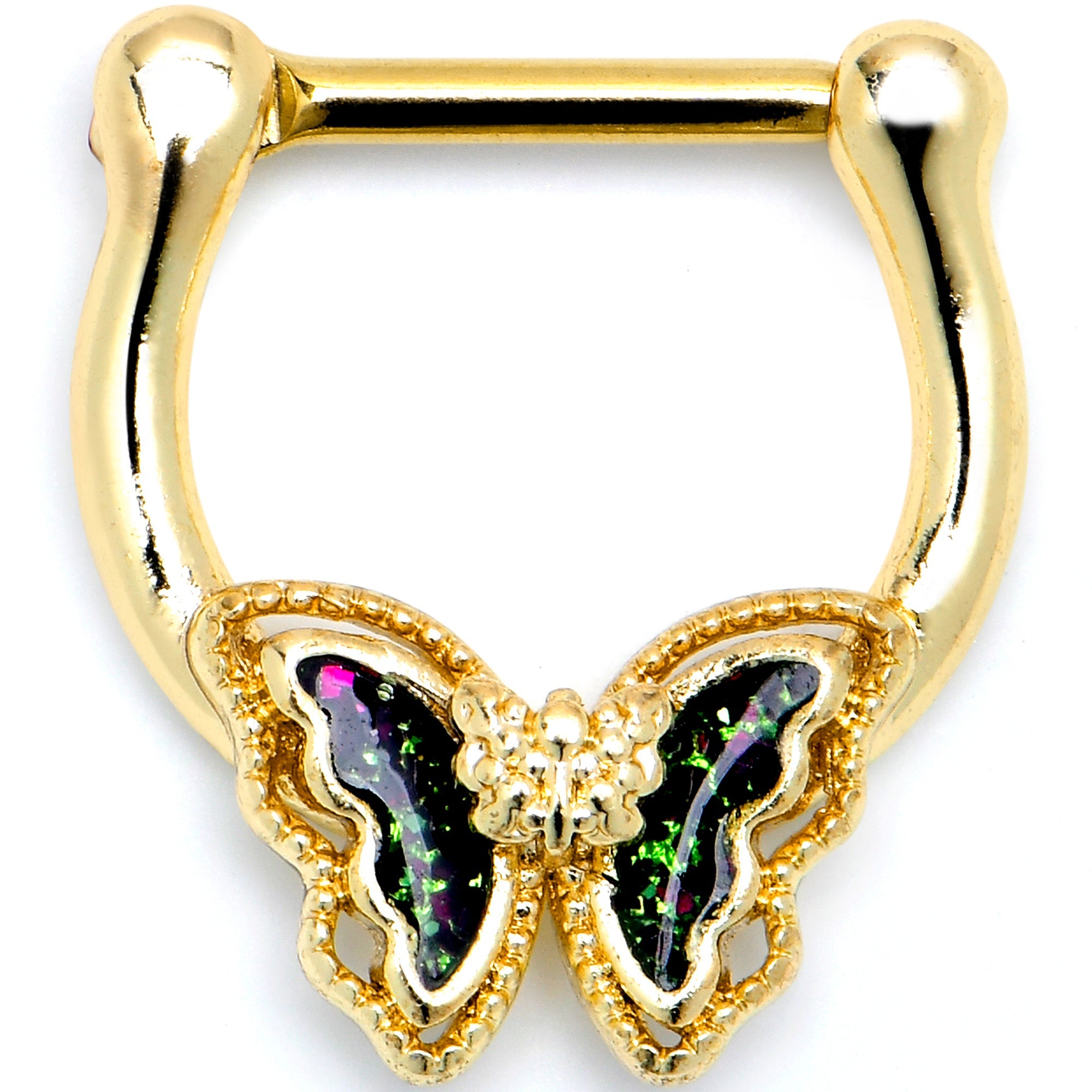 16G 5/16 Vitrail Gem Gold Tone Classic Butterfly Cartilage Clicker | CARTILAGE | Wiccan Center