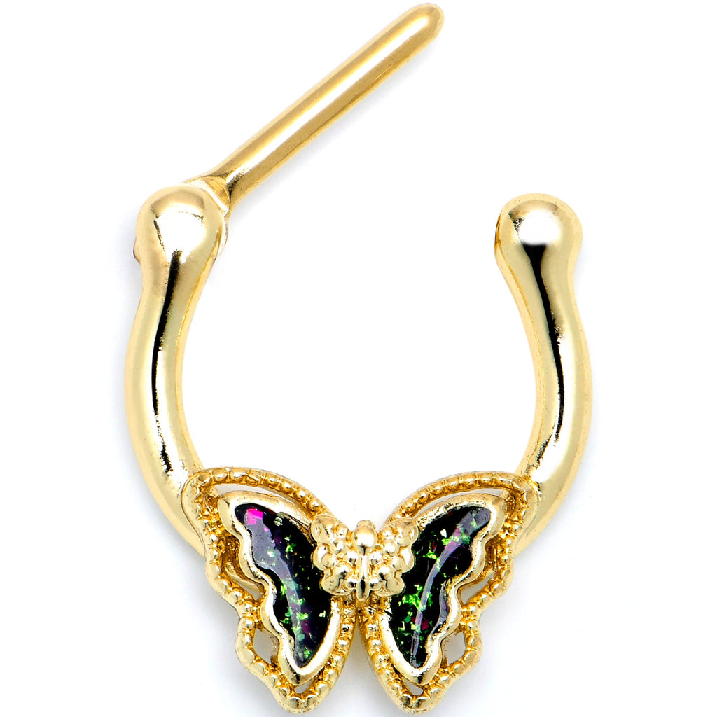 16G 5/16 Vitrail Gem Gold Tone Classic Butterfly Cartilage Clicker | CARTILAGE | Wiccan Center