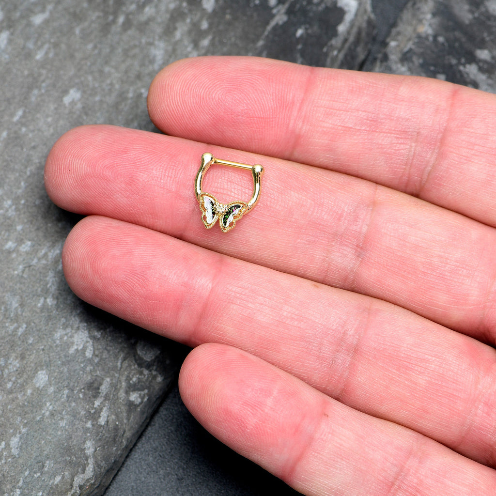 16G 5/16 Vitrail Gem Gold Tone Classic Butterfly Cartilage Clicker | CARTILAGE | Wiccan Center