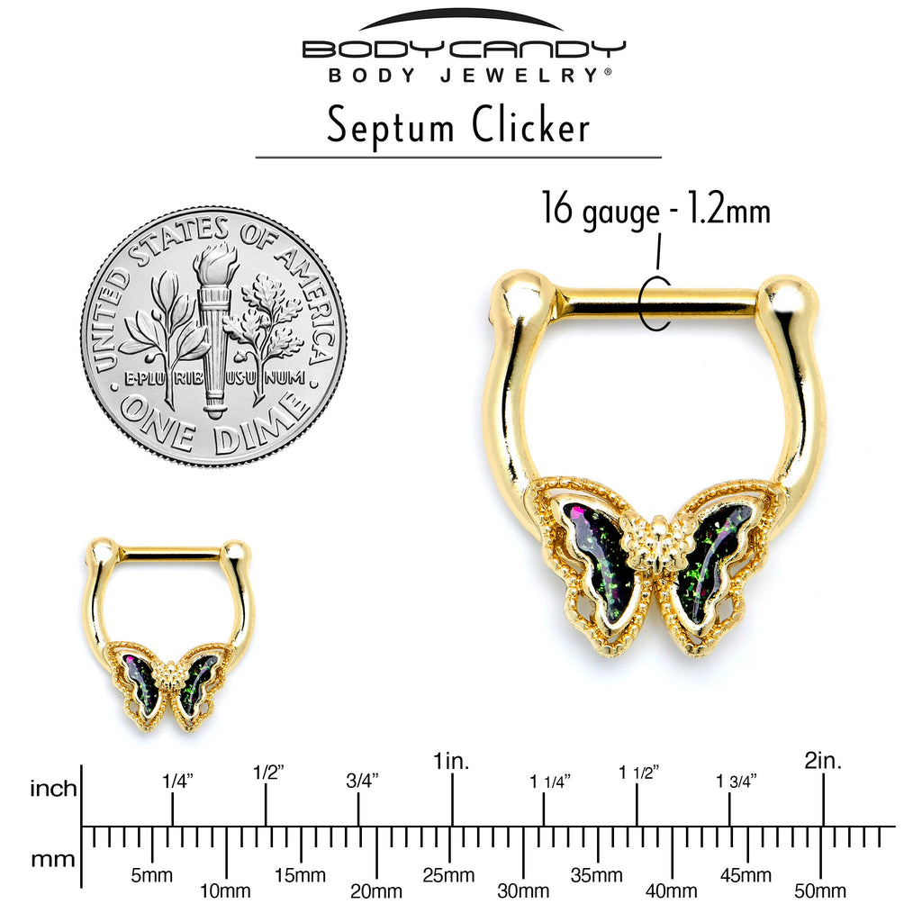 16G 5/16 Vitrail Gem Gold Tone Classic Butterfly Cartilage Clicker | CARTILAGE | Wiccan Center