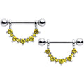 14G 9/16 Yellow CZ Gem November Birthstone Dangle Nipple Shield Set | NIPPLE RING Shield | Wiccan Center