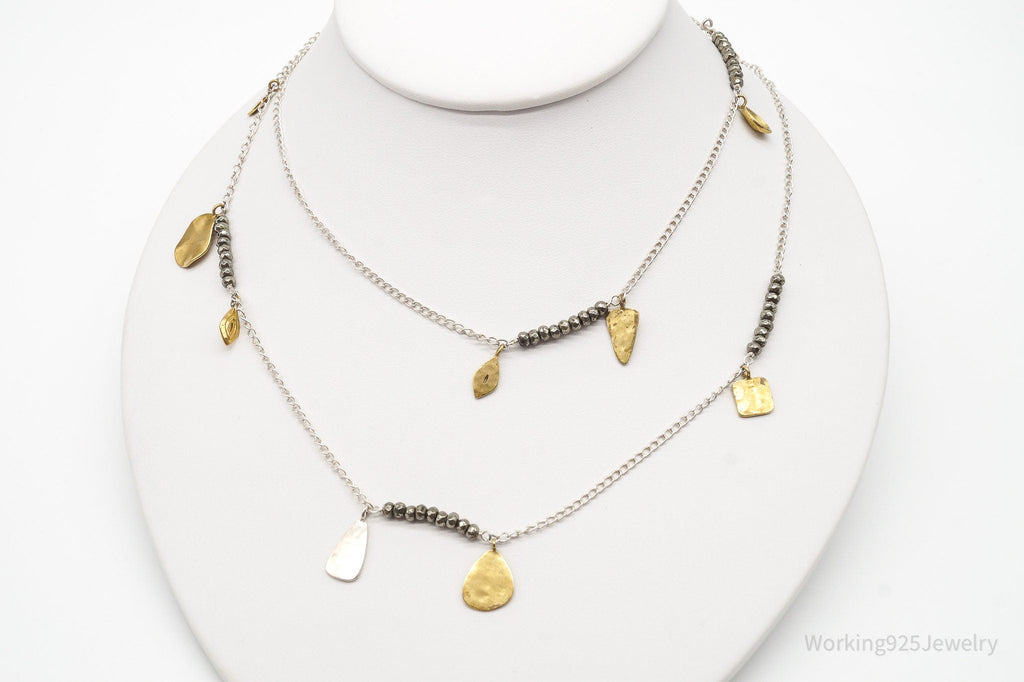 Designer Silpada "Pedal To The Metal" Pyrite Brass Sterling Silver Necklace 36" | Jewelry > Necklaces > Pendants | Wiccan Center