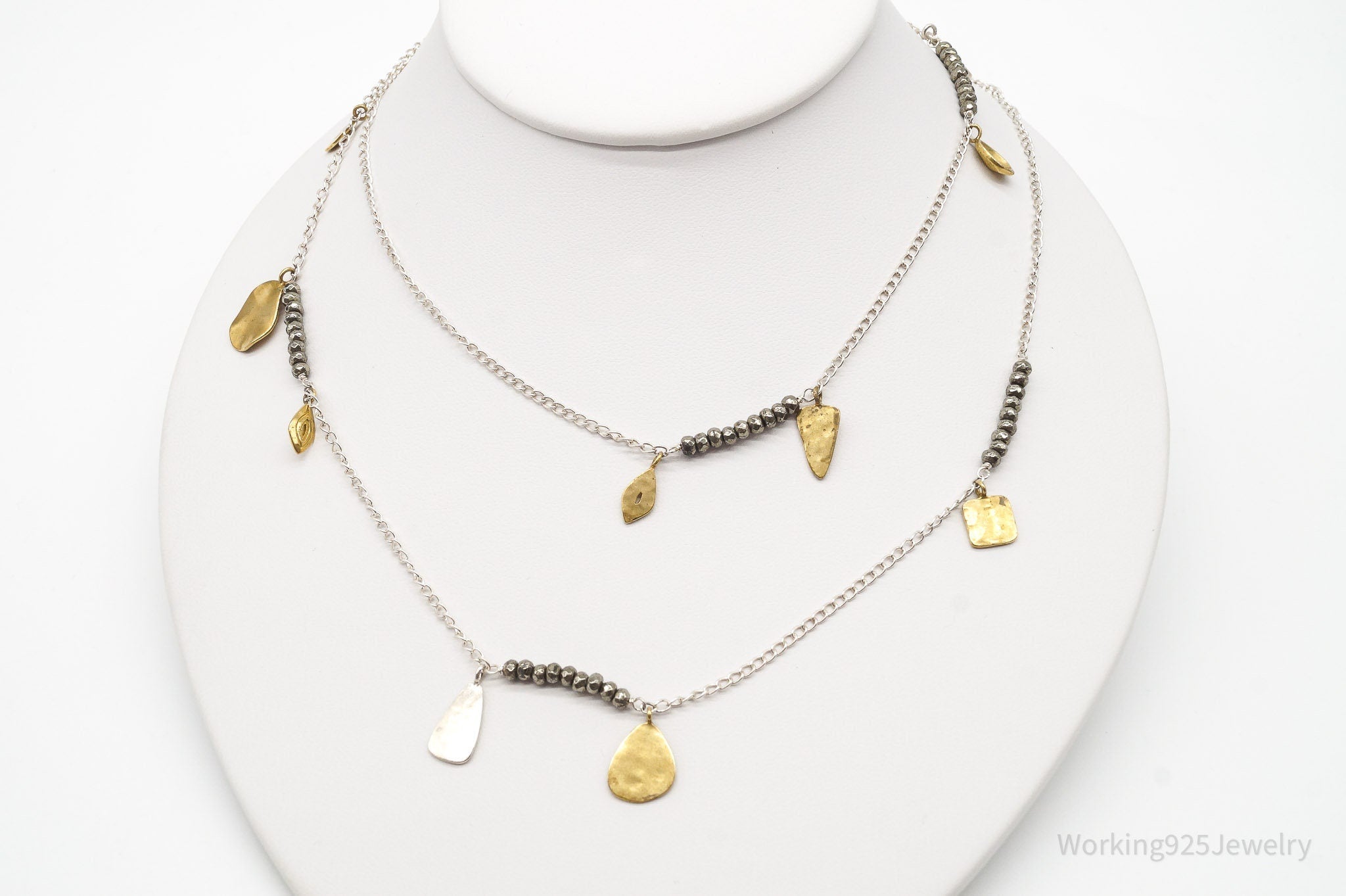 Designer Silpada "Pedal To The Metal" Pyrite Brass Sterling Silver Necklace 36" | Jewelry > Necklaces > Pendants | Wiccan Center