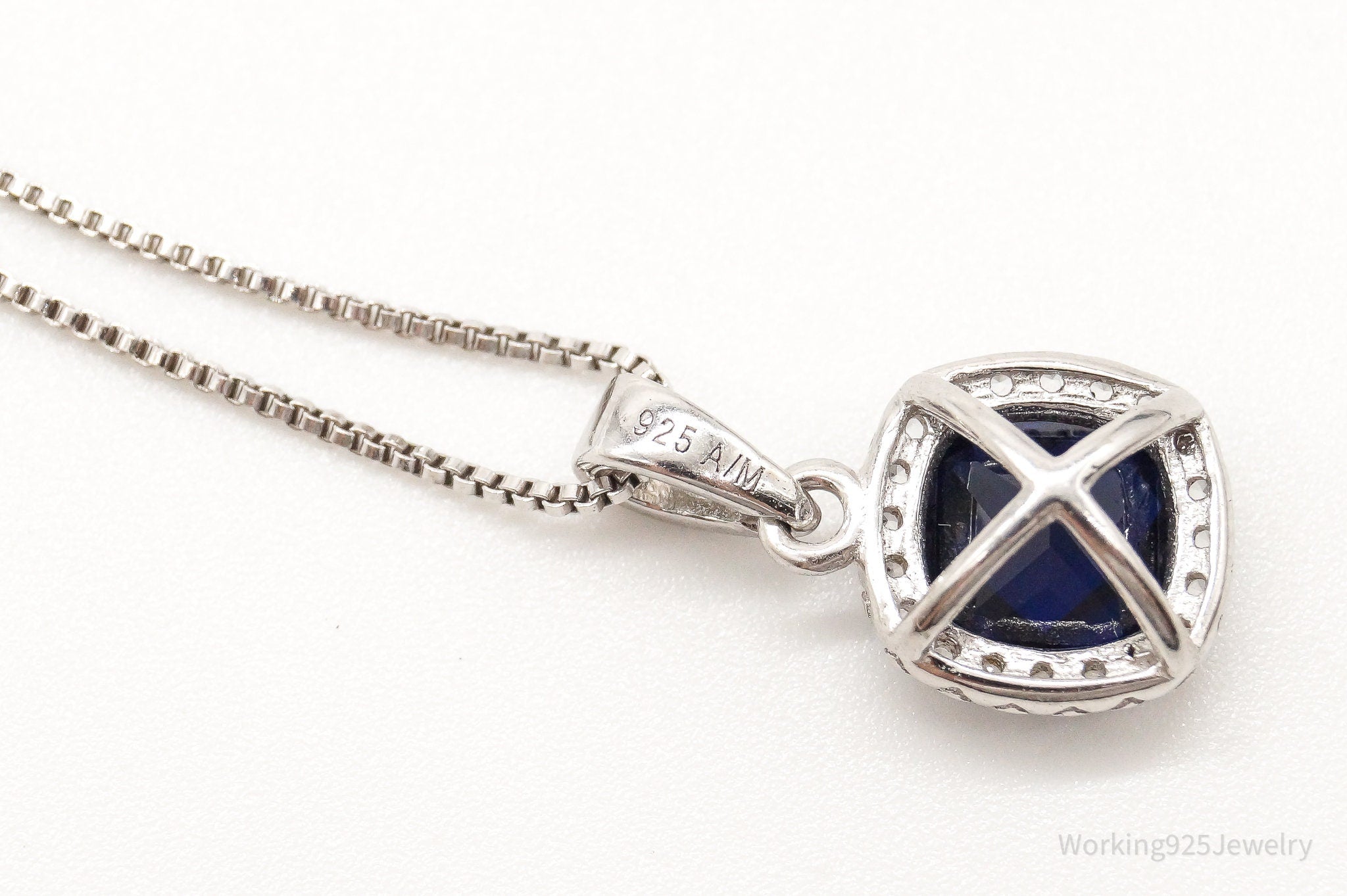 Blue Lab Sapphire Cubic Zirconia Sterling Silver Necklace | Jewelry > Necklaces > Pendants | Wiccan Center