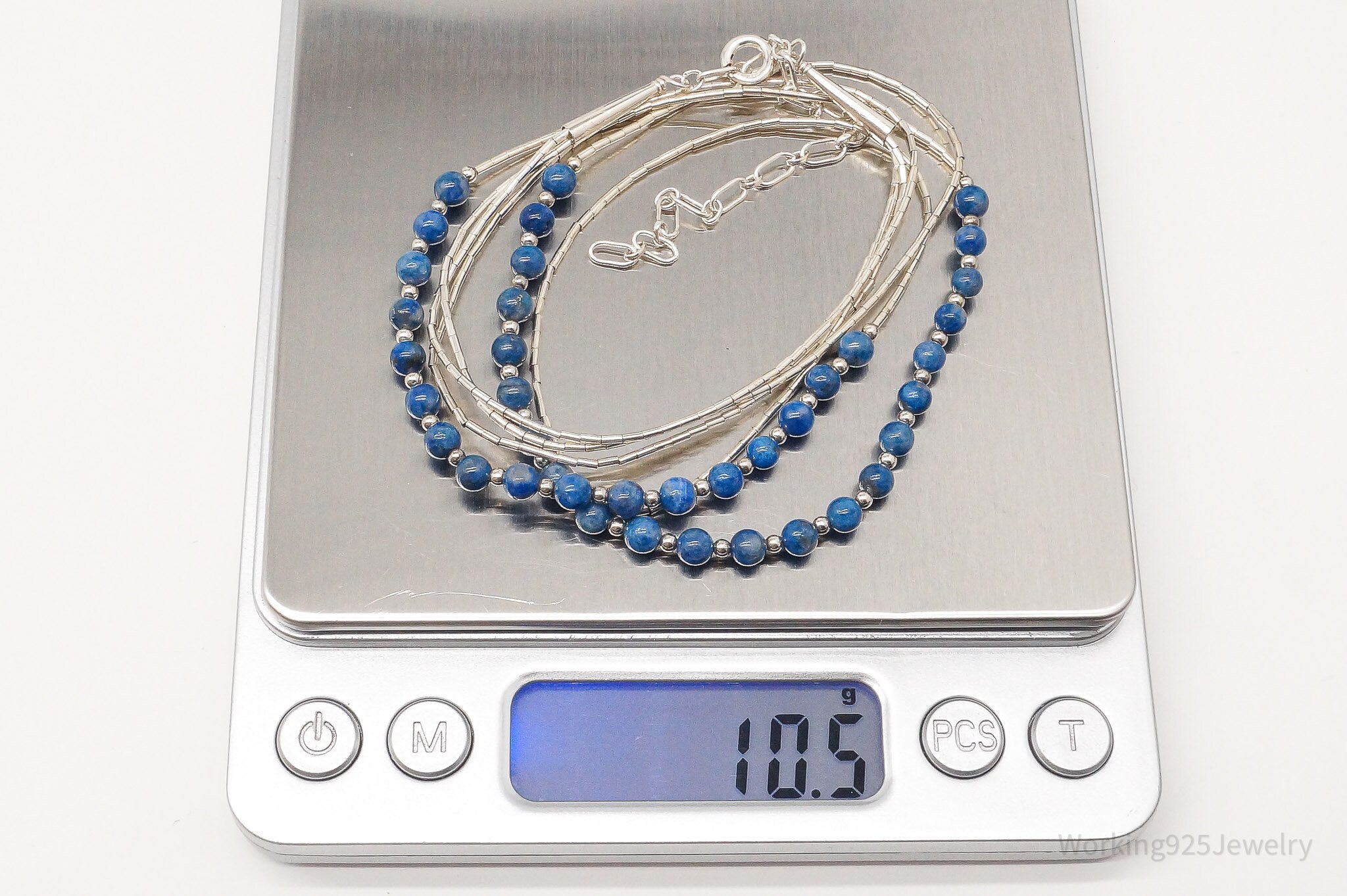 Vintage Southwest Carolyn Pollack Lapis Lazuli Bead Sterling Silver Necklace 23" | Jewelry > Necklaces | Wiccan Center