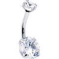Clear Gem April Birthstone Double Mount Belly Ring | BELLY RING Double Mount | Wiccan Center