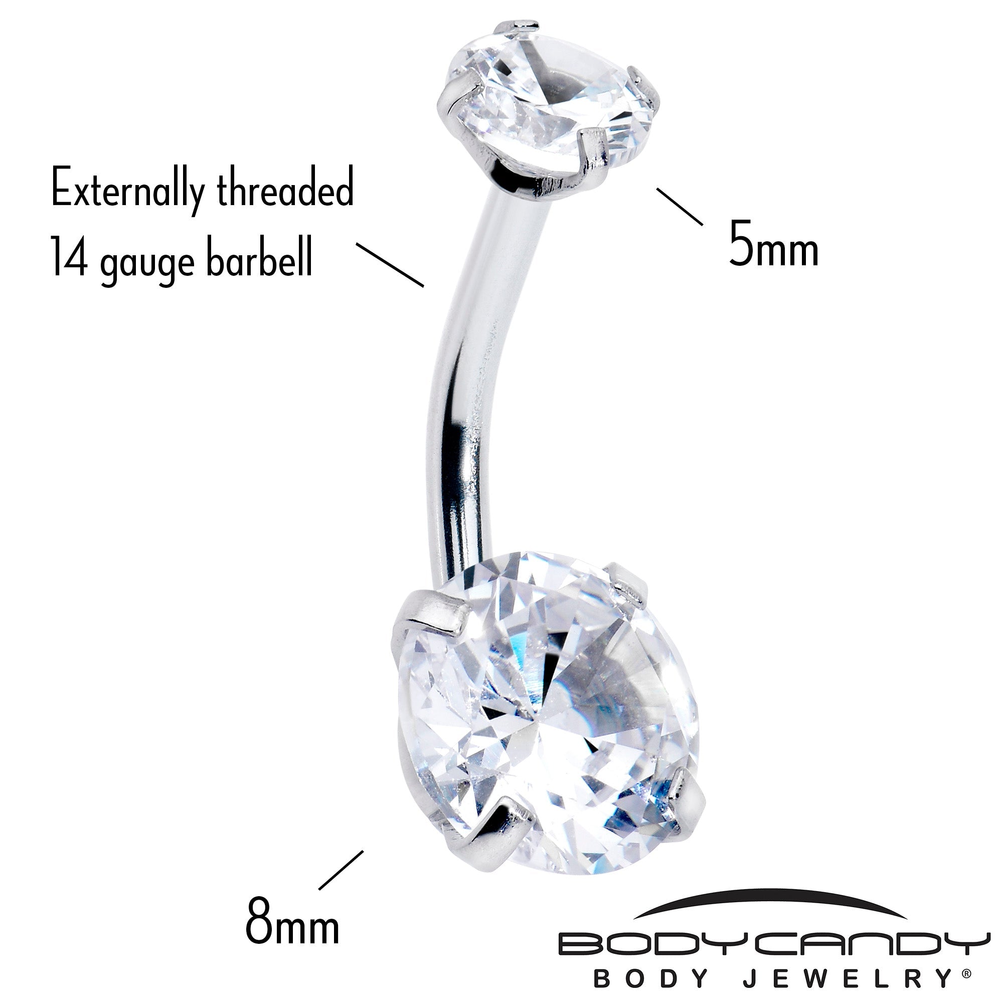 Clear Gem April Birthstone Double Mount Belly Ring | BELLY RING Double Mount | Wiccan Center