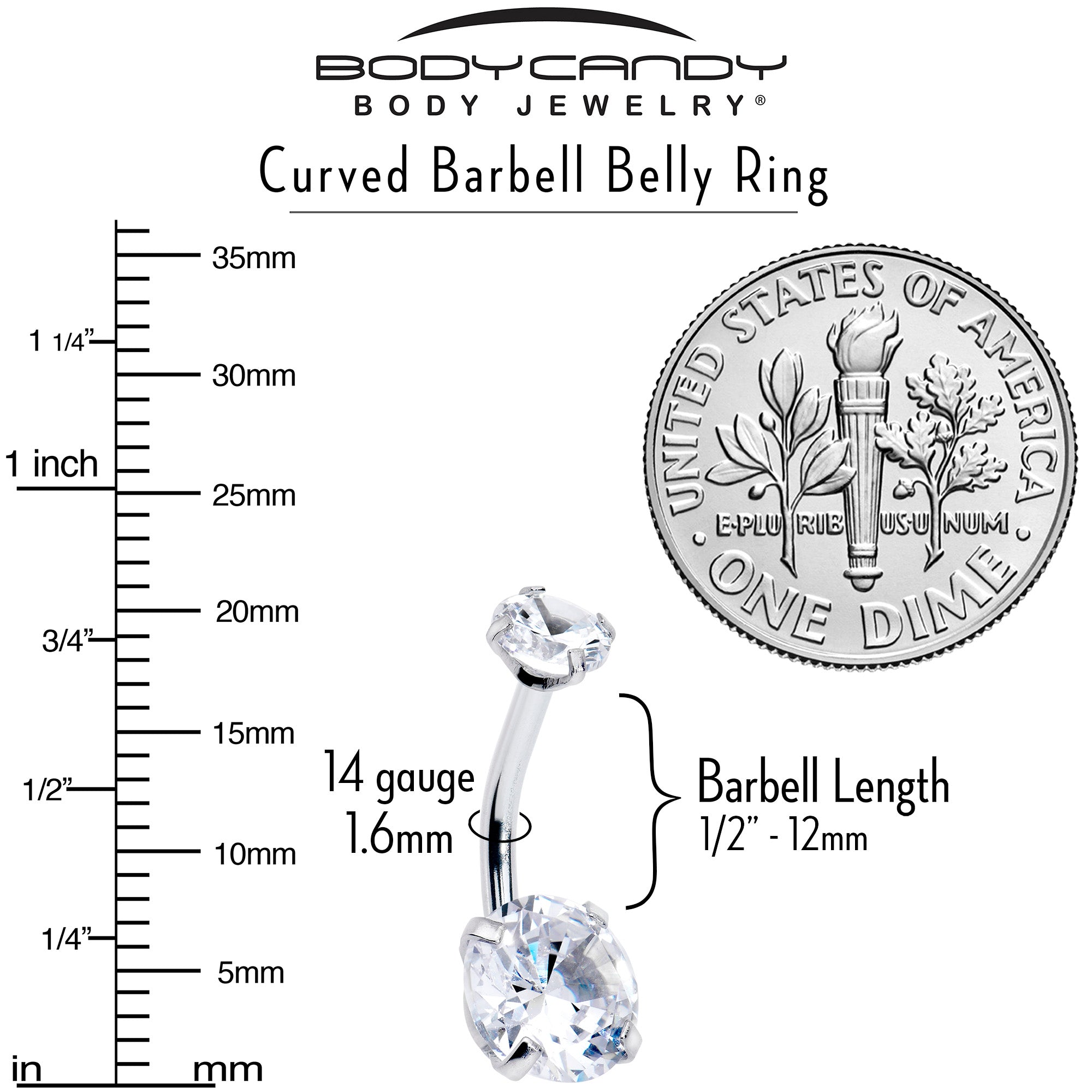 Clear Gem April Birthstone Double Mount Belly Ring | BELLY RING Double Mount | Wiccan Center