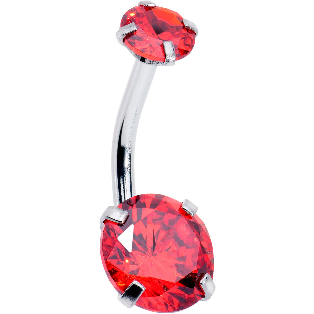 Light Red Gem January Birthstone Double Mount Belly Ring | BELLY RING Double Mount | Wiccan Center