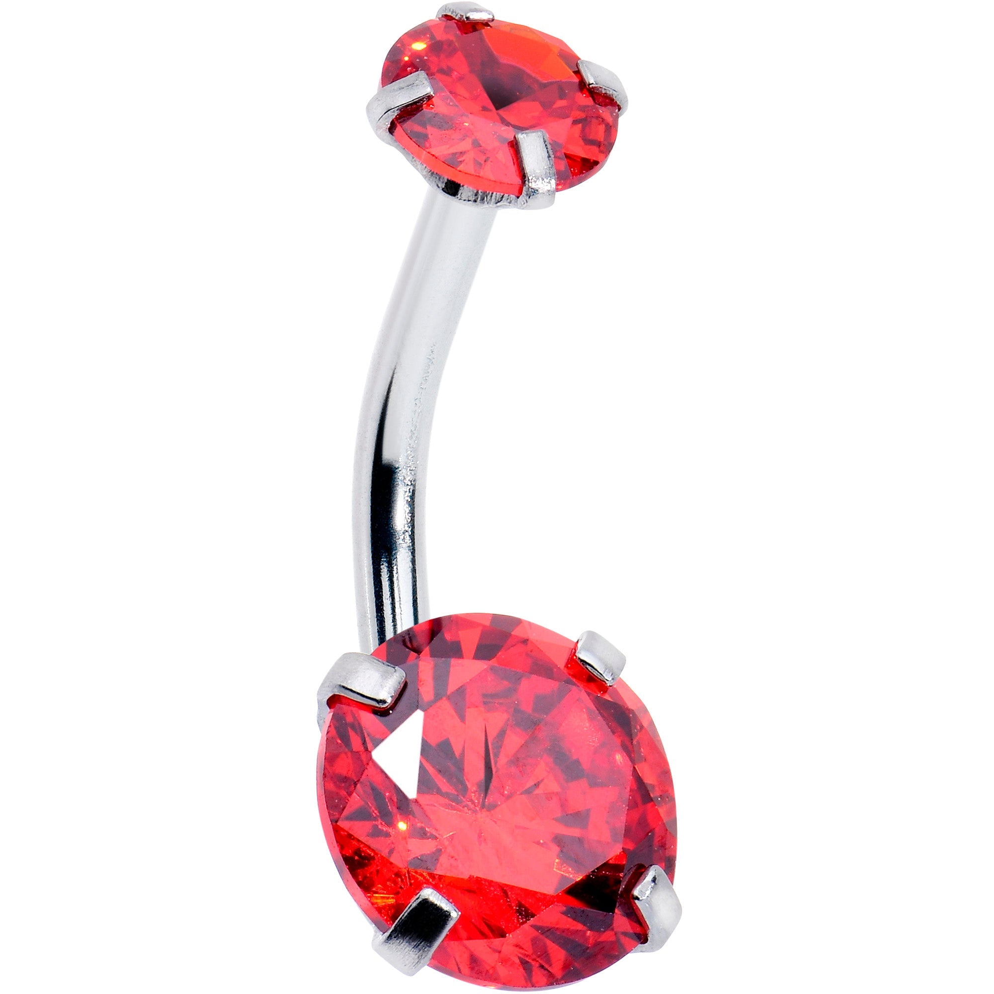 Light Red Gem January Birthstone Double Mount Belly Ring | BELLY RING Double Mount | Wiccan Center