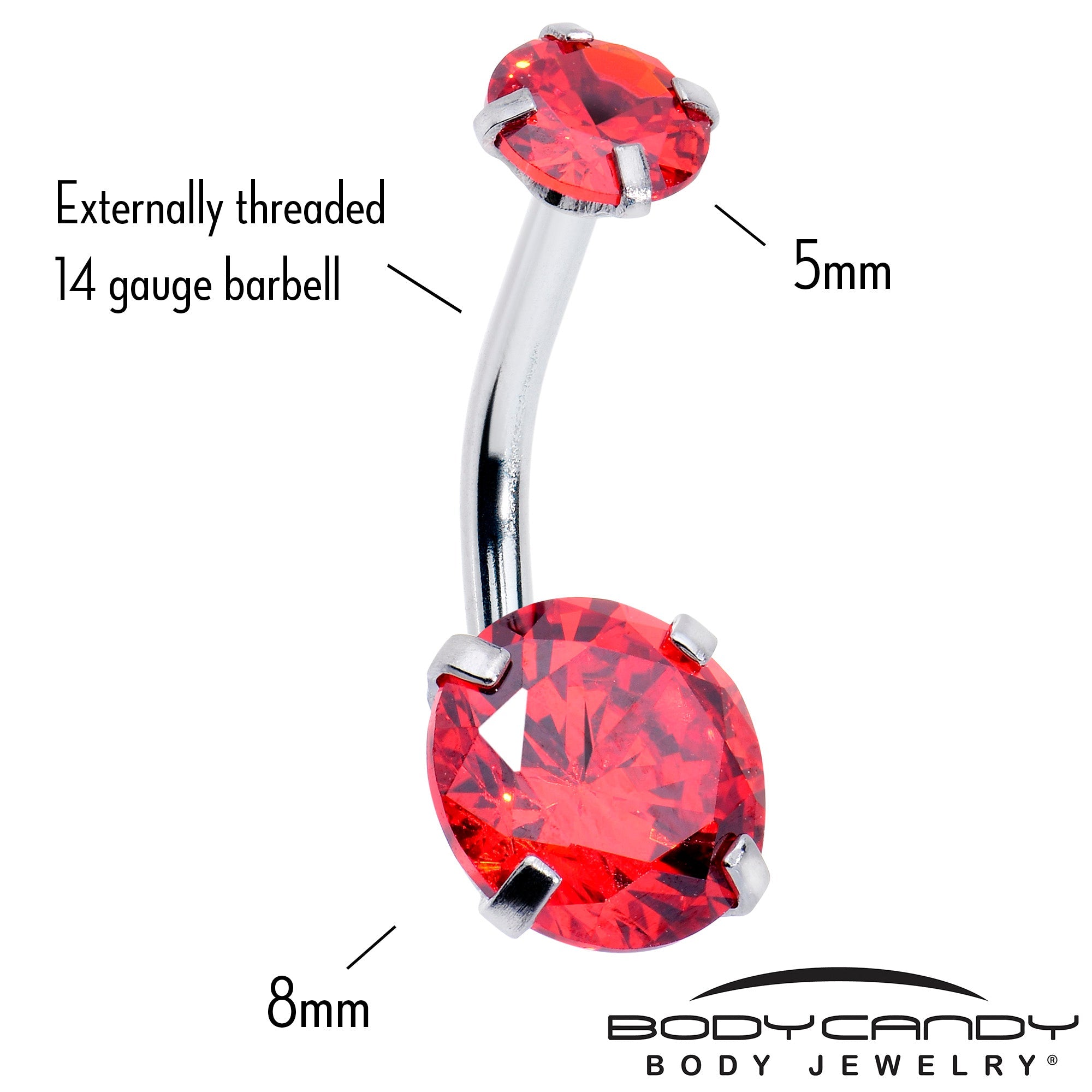 Light Red Gem January Birthstone Double Mount Belly Ring | BELLY RING Double Mount | Wiccan Center