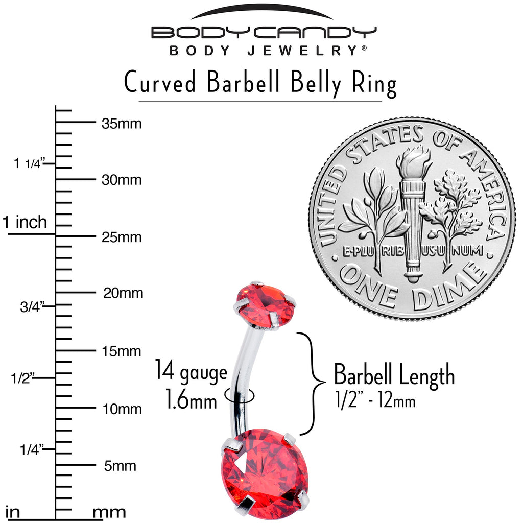 Light Red Gem January Birthstone Double Mount Belly Ring | BELLY RING Double Mount | Wiccan Center