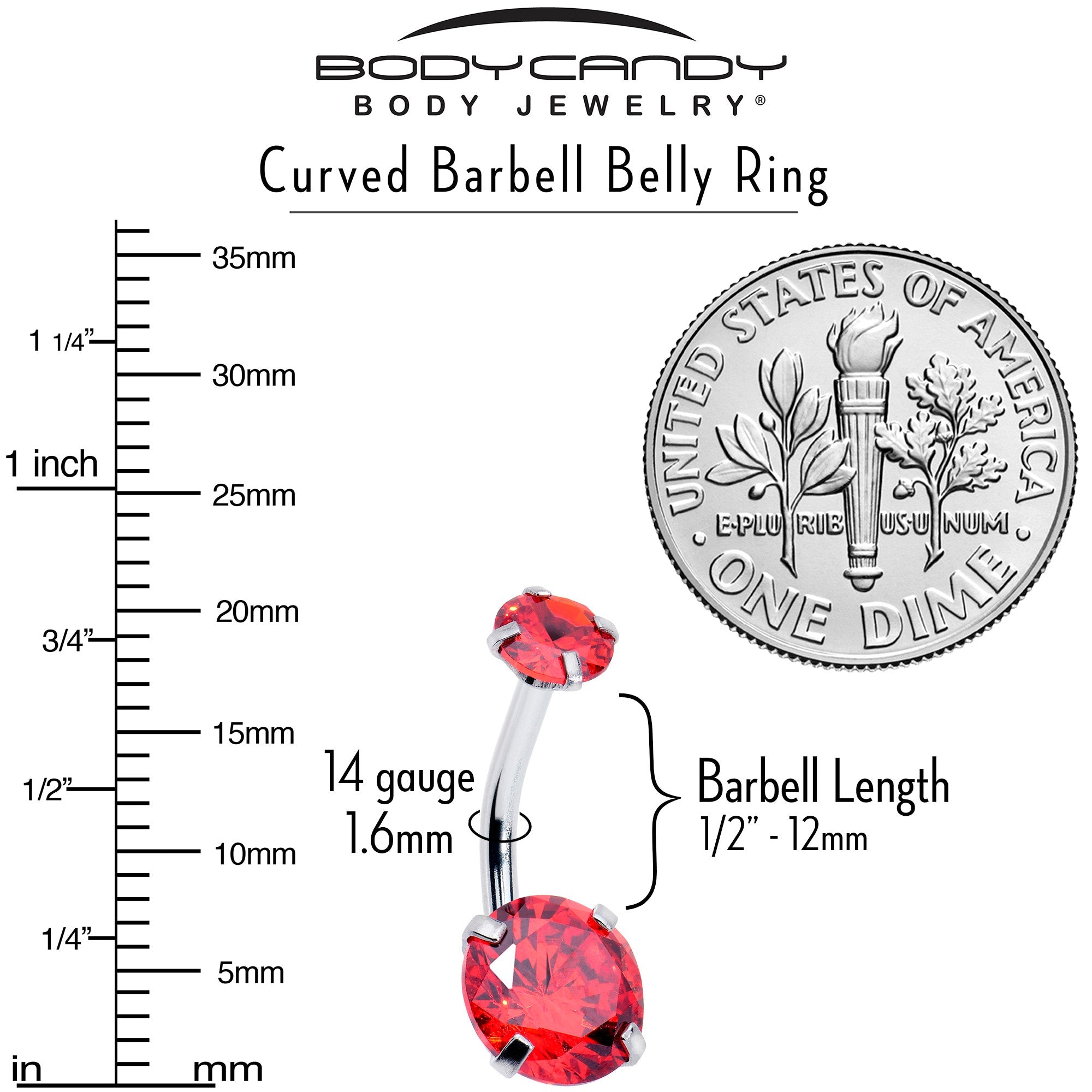 Light Red Gem January Birthstone Double Mount Belly Ring | BELLY RING Double Mount | Wiccan Center