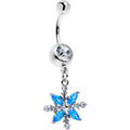 Clear Blue CZ Gem Classic Flower Dangle Belly Ring | BELLY RING Dangle | Wiccan Center